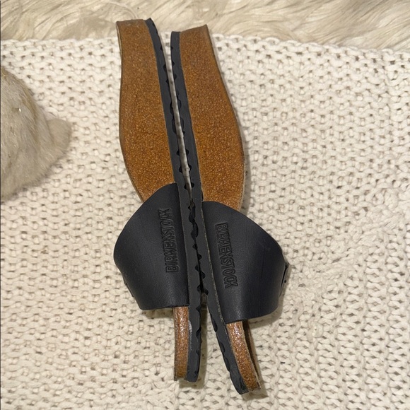 Birkenstock Black Leather Single Strap Sandals - Picture 2 of 5